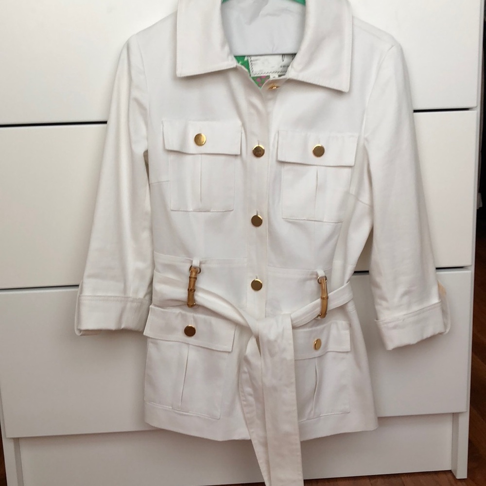 Milly White Blazer with tie waist